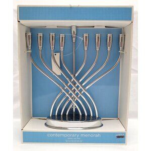 Contemporary 2008 Silver Tone 8.5" Hanukkah Menorah Candle Holder #240130168